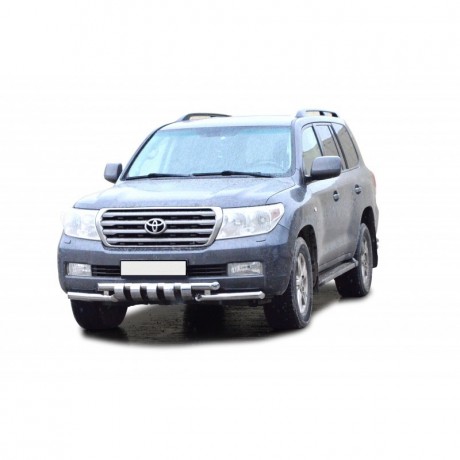 Защита переднего бампера «Труба двойная» Люкс (d63,5) для Toyota Land Cruiser 200 (2007-2011)(Окрашенное) купить недорого с доставкой в Тихвин