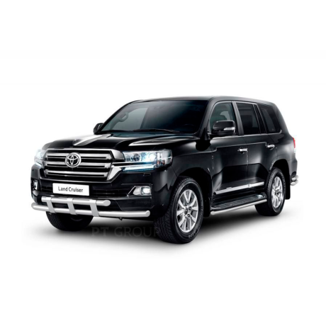 Защита переднего бампера двойная с пластинами d63/63мм (НПС) Toyota Land Cruiser 200 (2014-н.в.) купить недорого с доставкой в Тихвин