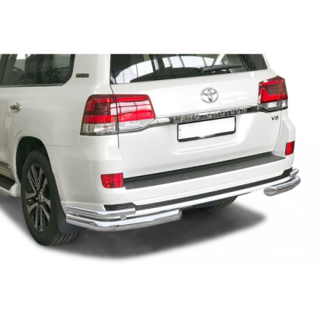 Защита заднего бампера «Уголки двойные» (d76) для Toyota Land Cruiser 200 Executive Lounge (2018-н.в.)(Нерж. Сталь) купить недорого с доставкой в Тихвин