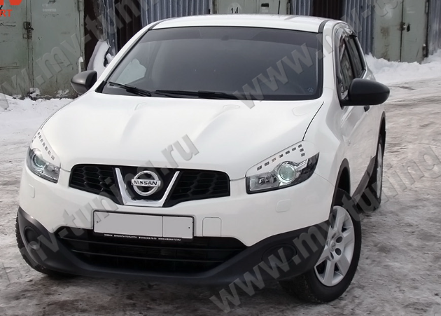 Накладки на фары (реснички) для Nissan Qashqai (2010-2013) купить недорого с доставкой в Тихвин