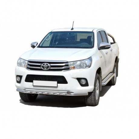 Защита порогов с алюминиевым листом (d63,5) для Toyota Hilux pickup (2017-н.в.)(Окрашенное) купить недорого с доставкой в Тихвин