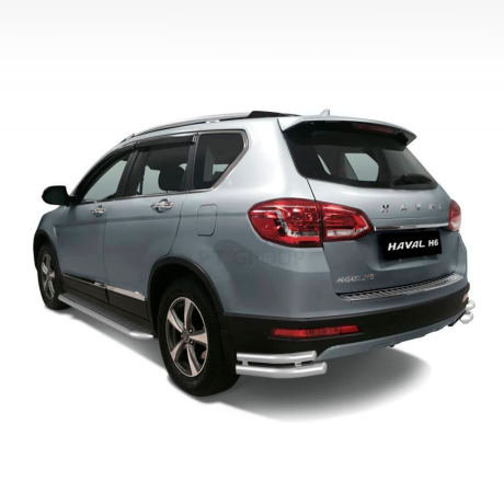 Защита заднего бампера двойная угловая d63/51мм (НПС) HAVAL H6 (2014-н.в.) купить недорого с доставкой в Тихвин