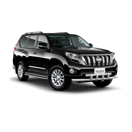 Защита переднего бампера двойная с пластинами d63/63мм (НПС) Toyota Land Cruiser Prado 150 (2013-2016 г.в.) купить недорого с доставкой в Тихвин